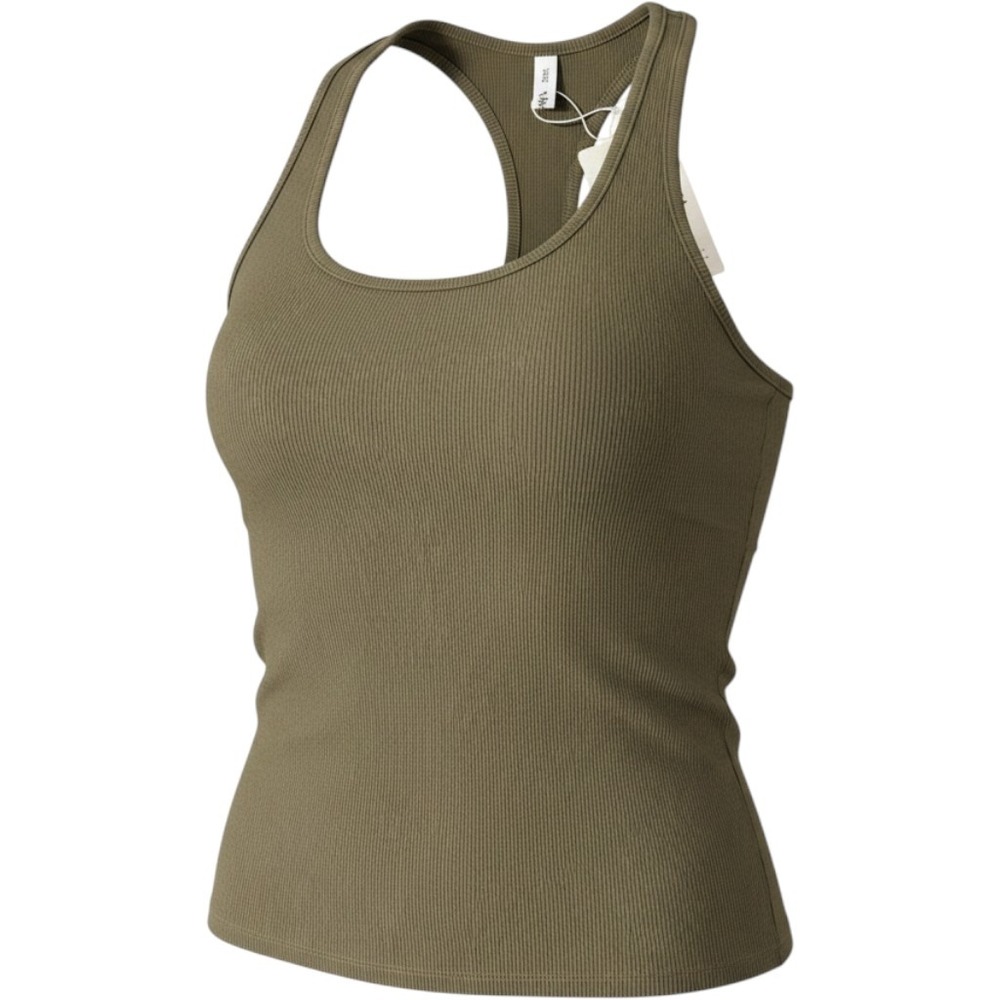 REORIA Tank Top Womens‎ 2XL Olive Green New Ribbed Racerback Scoop Neck Slim Fit